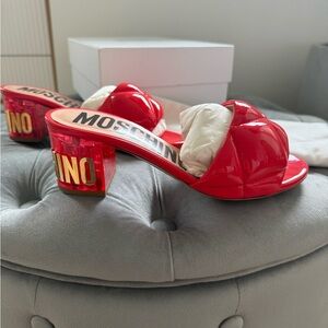 Moschino Quilted Red Women's Heeled Sandals